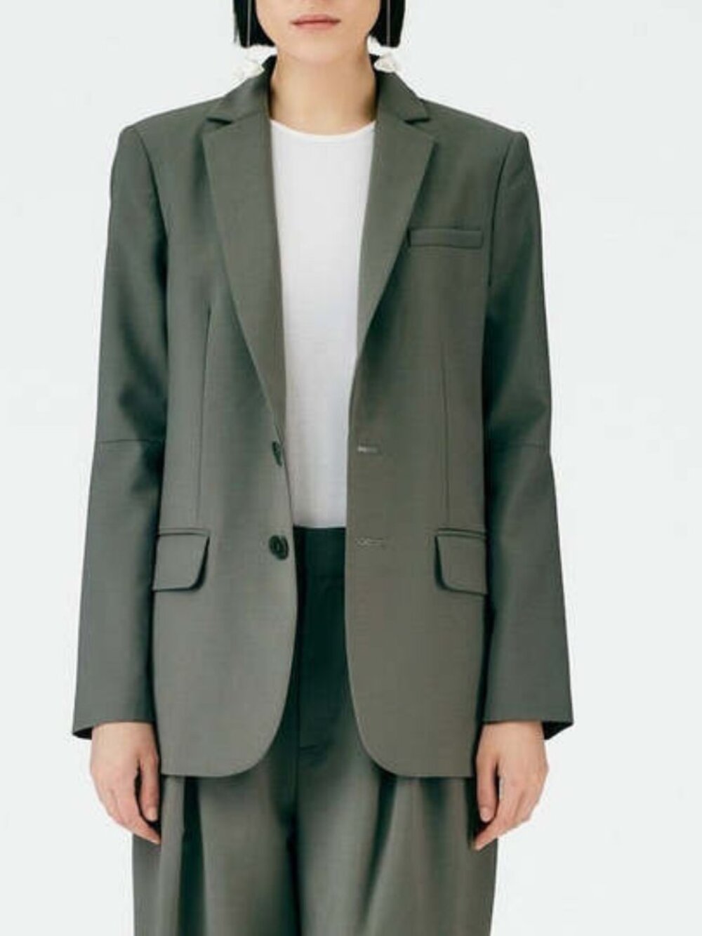 Tibi Tropical Wool Cutout Sleeve Marlon Blazer dark stone, 00